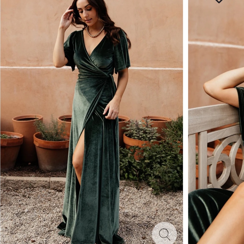 Baltic Born Green Velvet Wrap Dress